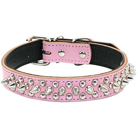 pink dog collars for large dogs|small pink leather dog collar.